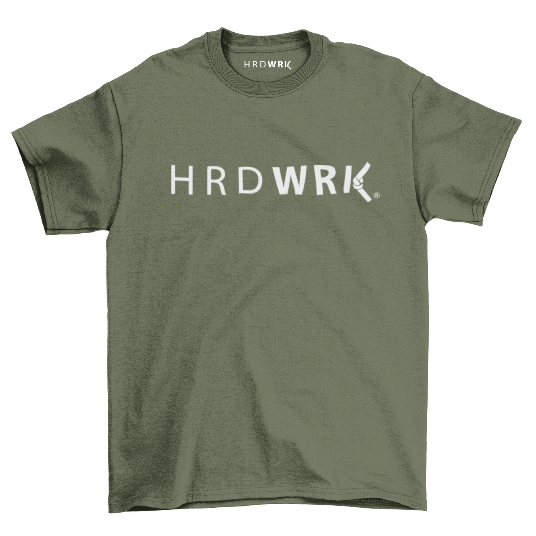 HRDWRK® Logo Tee - Military Green / White