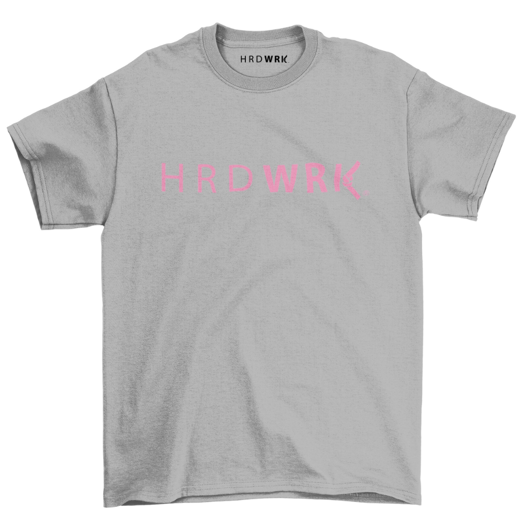 HRDWRK® Logo Tee - Soft Grey / Pink